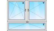 Függőleges háromszárnyú ablak BNY+NY+B