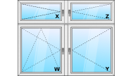 Függőleges négyszárnyú ablak NY+NY+BNY+NY